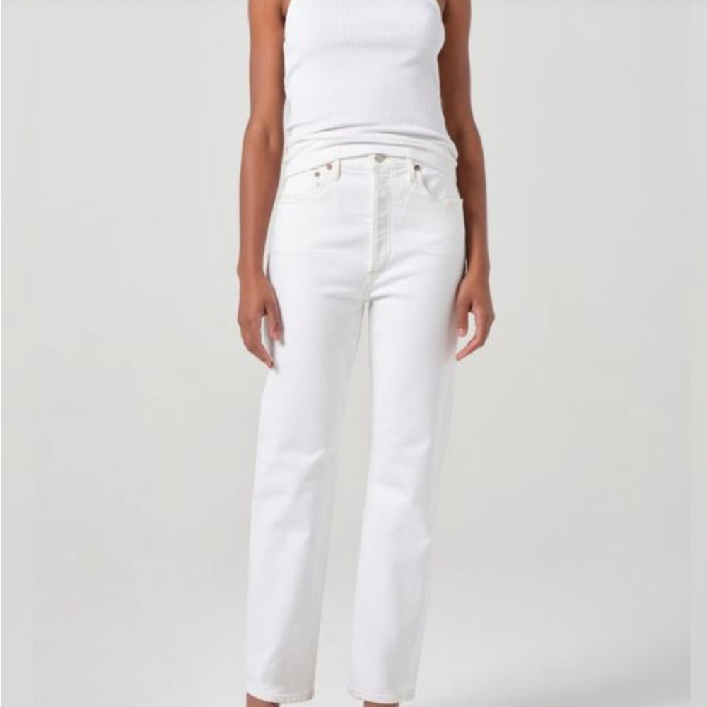 Agolde White Straight Leg Jeans High-Rise Classic women 25 size